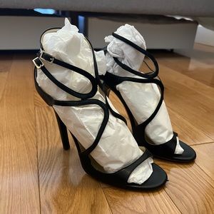 Jimmy Choo Lang High Heel Sandal Black Kid Leather